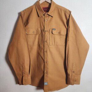 Dixxon Shirt Mens XL Brown Workforce Canvas Twill Workwear Button Front Utility